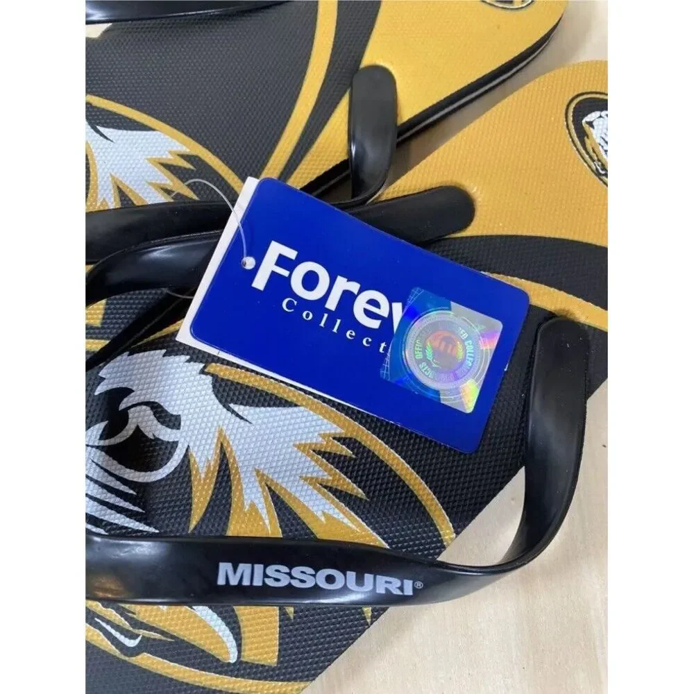 Missouri Tigers NCAA Team‎ Name Logo Flip Flops New Size XL Mens 11-12